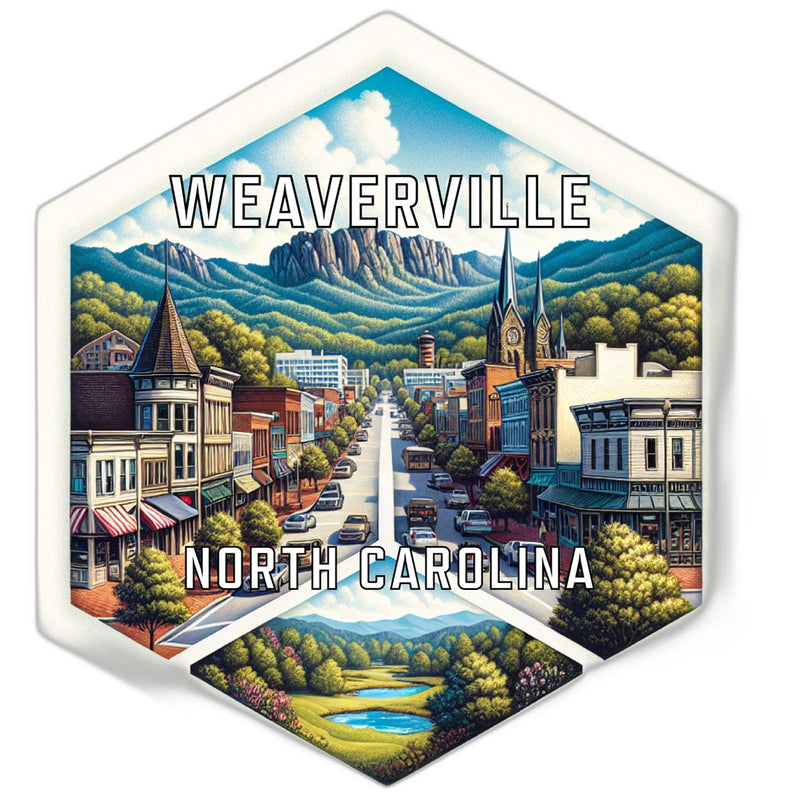 Weaverville North Carolina Souvenir Travel Destination Die Cut Hexagon Fridge Magnet 2-Inch
