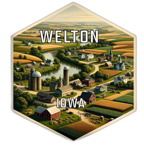 Welton Iowa Souvenir Travel Destination Die Cut Hexagon Fridge Magnet 2-Inch
