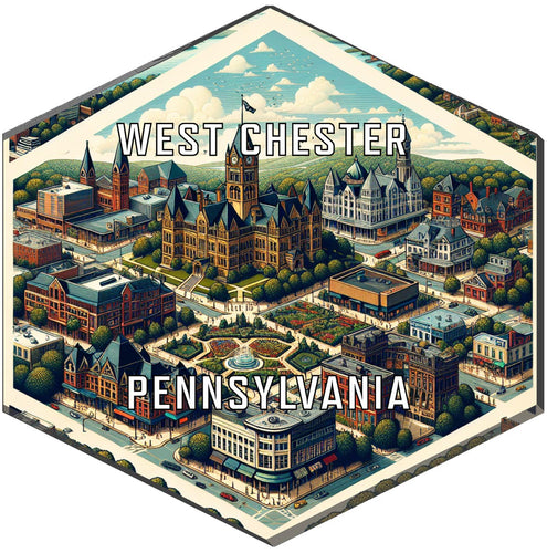 West Chester Pennsylvania Souvenir Travel Destination Die Cut Hexagon Fridge Magnet 2-Inch