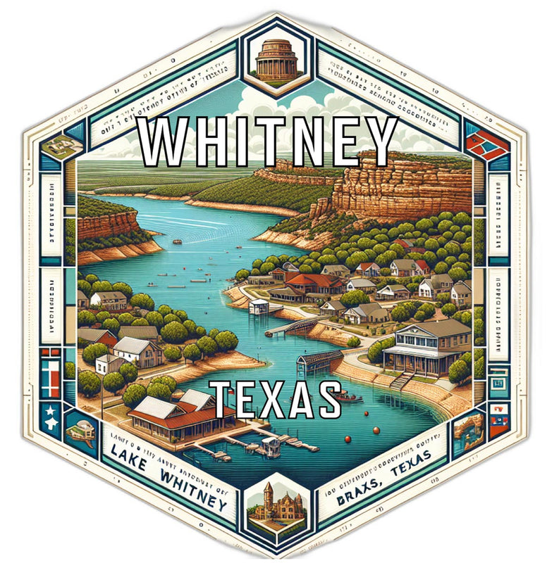 Whitney Texas Souvenir Travel Destination Die Cut Hexagon Fridge Magnet 2-Inch