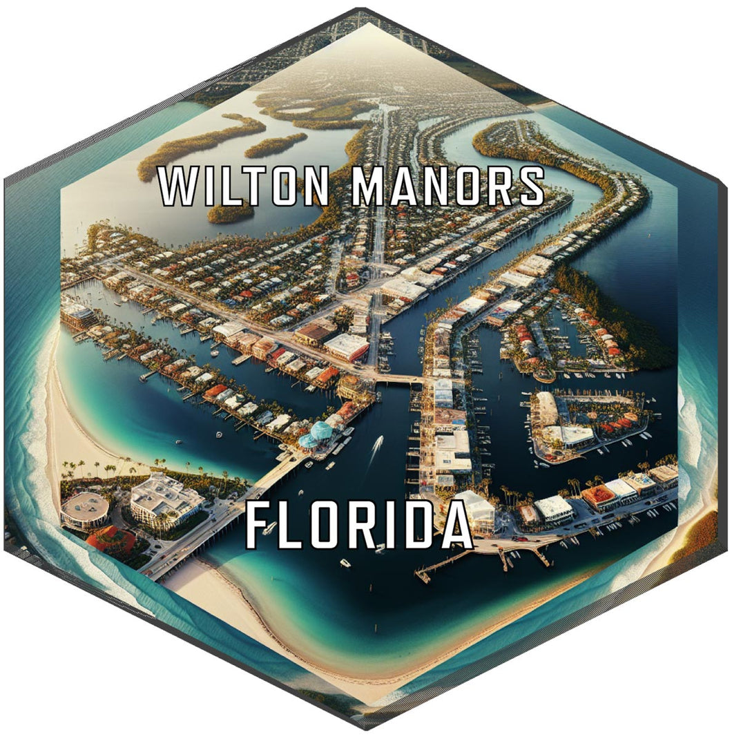 Wilton Manors Florida Souvenir Travel Destination Die Cut Hexagon Fridge Magnet 6-Inch