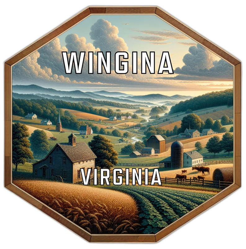 Wingina Virginia Souvenir Travel Destination Die Cut Hexagon Fridge Magnet 2-Inch
