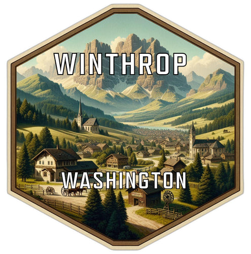 Winthrop Washington Souvenir Travel Destination Die Cut Hexagon Fridge Magnet 2-Inch