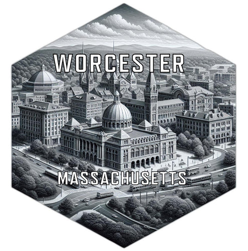 Worcester Massachusetts Souvenir Travel Destination Die Cut Hexagon Fridge Magnet 2-Inch