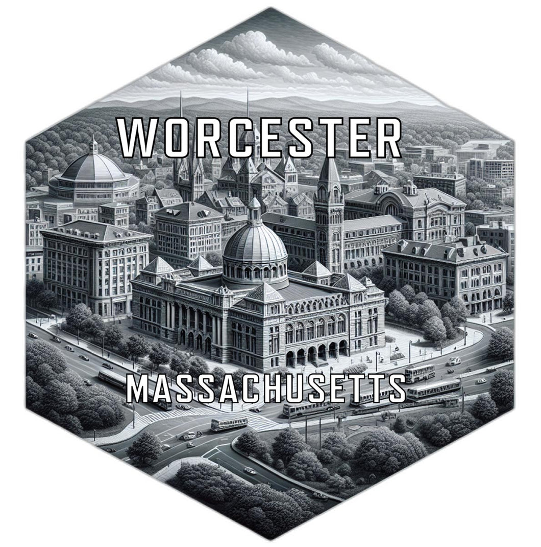 Worcester Massachusetts Souvenir Travel Destination Die Cut Hexagon Fridge Magnet 2-Inch