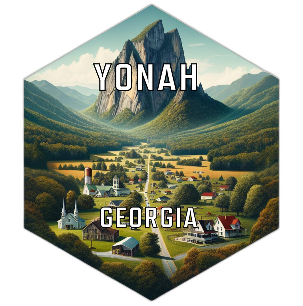 Yonah Georgia Souvenir Travel Destination Die Cut Hexagon Fridge Magnet 4-Inch