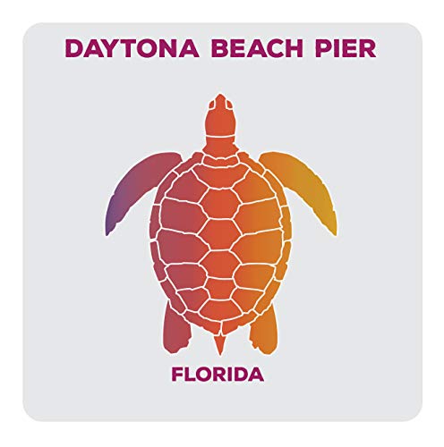 Daytona Beach Pier Florida Souvenir Acrylic Coaster 8-Pack Turtle Design