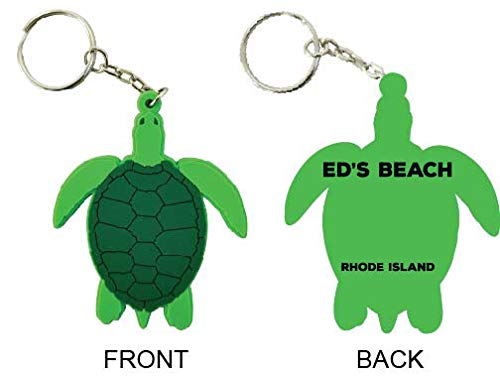 Ed's Beach Rhode Island Souvenir Green Turtle Keychain