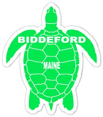 Biddeford Maine 4 Inch Green Turtle Shape Decal Sticker
