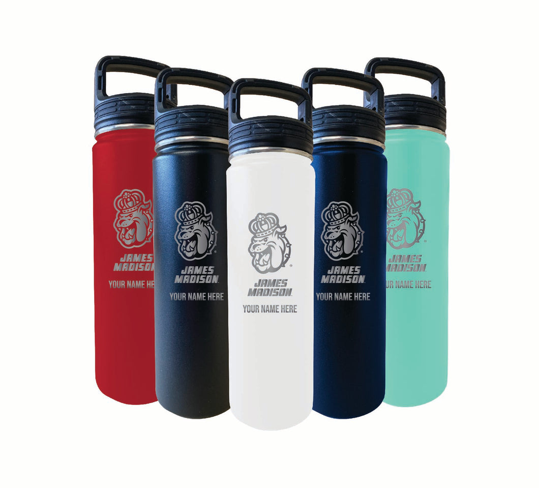 James Madison Dukes Custom College Etched 32 oz Engraved Insulated Double Wall Stainless Steel Water Bottle Tumbler 
