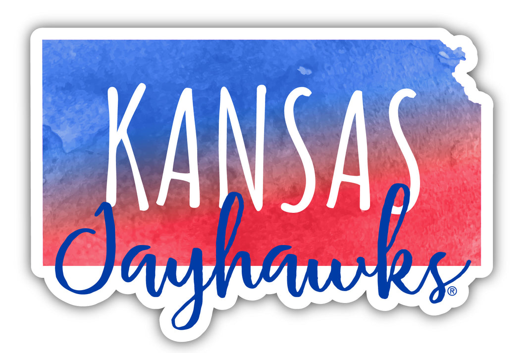 Kansas Jayhawks Watercolor State Die Cut Decal 4-Inch