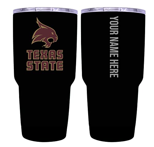 Custom Texas State Bobcats Black Insulated Tumbler - 24oz Engraved Stainless Steel Travel Mug