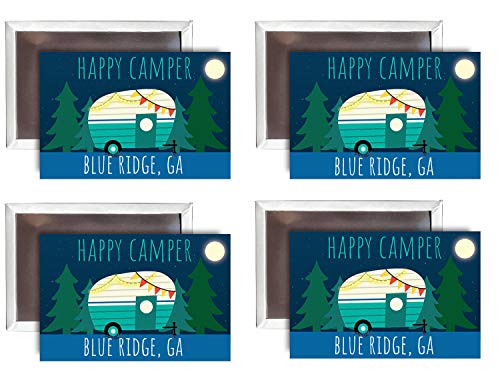 Blue Ridge Georgia Souvenir 2x3-Inch Fridge Magnet Happy Camper Design 4-Pack