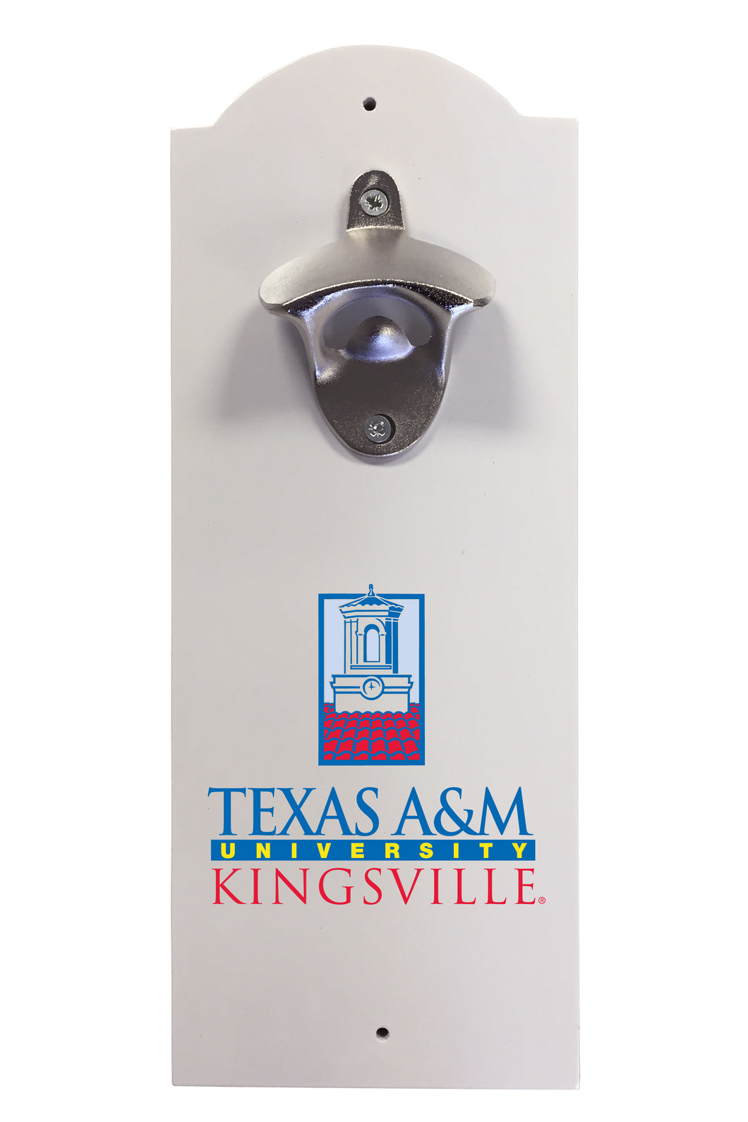 Texas A&M Kingsville Javelinas Wall-Mounted Bottle Opener – Sturdy Metal with Decorative Wood Base for Home Bars, Rec Rooms & Fan Caves