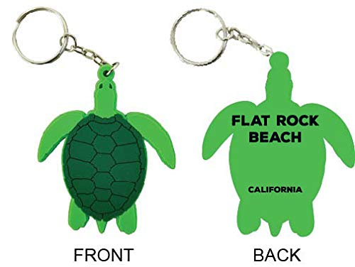 Flat Rock Beach California Souvenir Green Turtle Keychain
