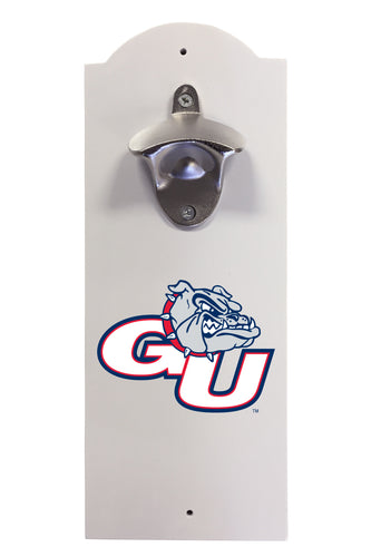 Gonzaga Bulldogs Wall-Mounted Bottle Opener – Sturdy Metal with Decorative Wood Base for Home Bars, Rec Rooms & Fan Caves