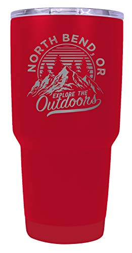 North Bend Oregon Souvenir Laser Engraved 24 oz Insulated Stainless Steel Tumbler Red.