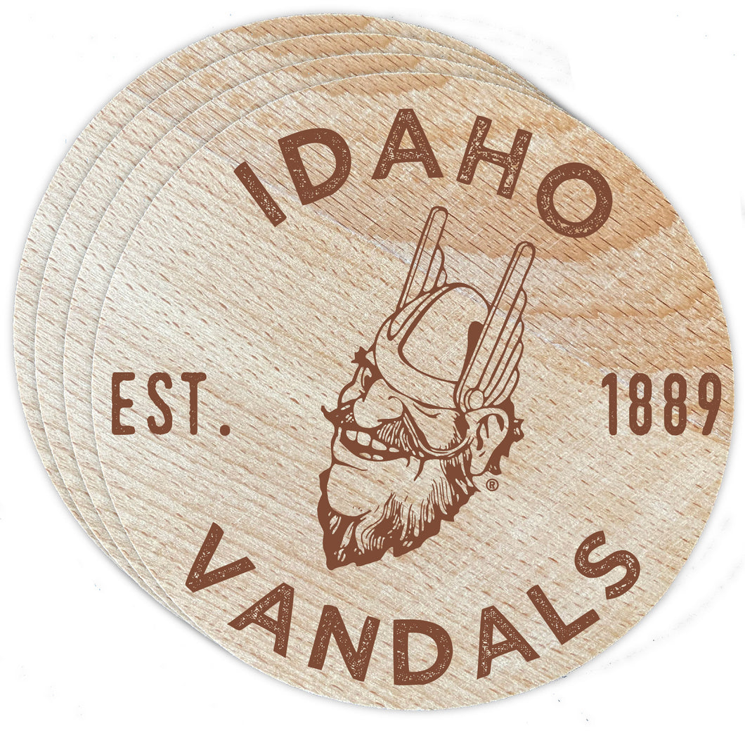 Idaho Vandals Officially Licensed Wood Coasters (4-Pack) - Laser Engraved, Never Fade Design