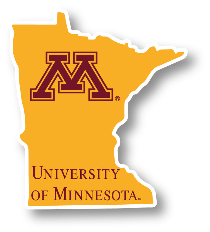 Minnesota Gophers 4-Inch State Shape NCAA Vinyl Decal Sticker for Fans, Students, and Alumni