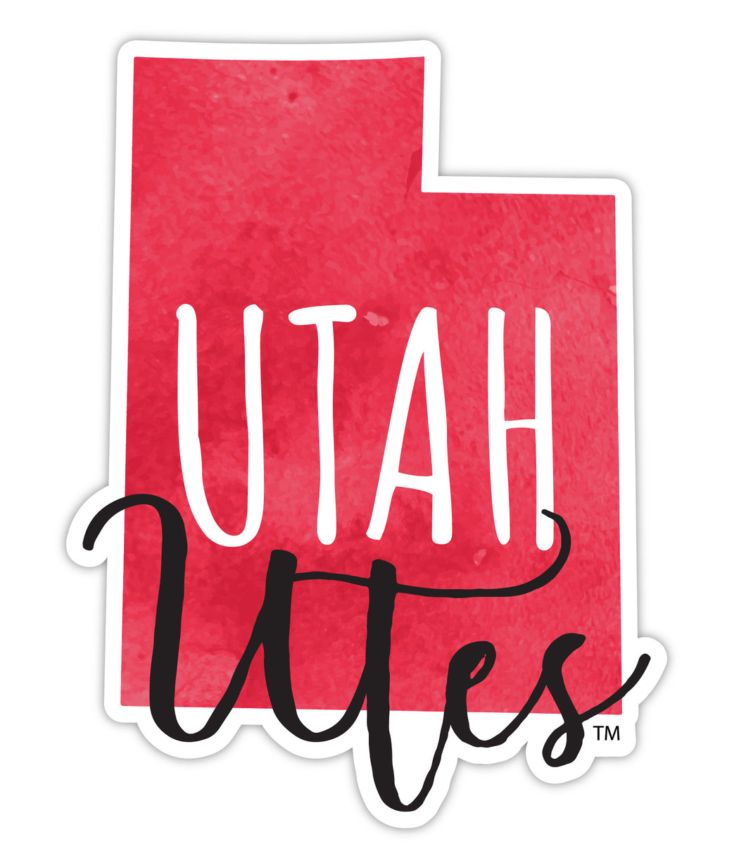 Utah Utes 2-Inch on one of its sides Watercolor Design NCAA Durable School Spirit Vinyl Decal Sticker