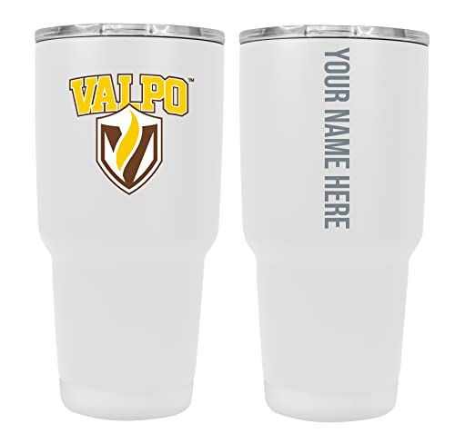 Custom Valparaiso University White Insulated Tumbler - 24oz Engraved Stainless Steel Travel Mug