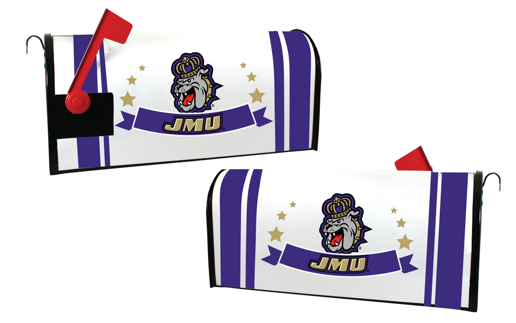 James Madison Dukes NCAA Officially Licensed Mailbox Cover Logo and Stripe Design