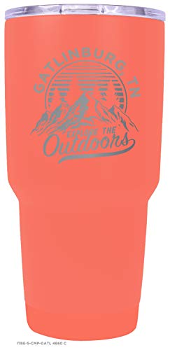 Gatlinburg Tennessee Souvenir Laser Engraved 24 oz Insulated Stainless Steel Tumbler Coral.