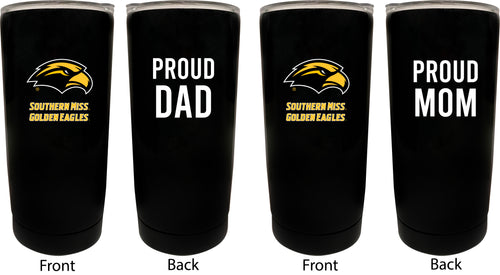 Southern Mississippi Golden Eagles NCAA Insulated Tumbler - 16oz Stainless Steel Travel Mug Proud Mom and Dad Design Black