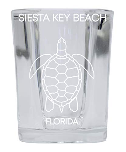 Siesta Key Beach Florida Souvenir 2 Ounce Square Shot Glass laser etched Turtle Design