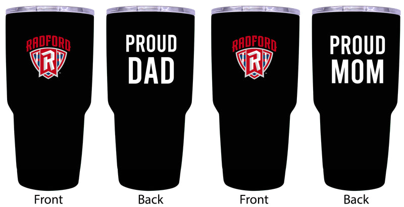 Radford University Highlanders Proud Parent 24 oz Insulated Tumblers Set - Black, Mom & Dad Edition