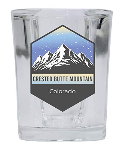 Crested Butte Mountain Colorado Ski Adventures 2 Ounce Square Base Liquor Shot Glass 4-Pack