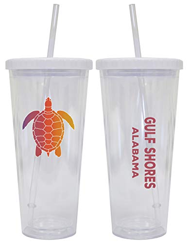 Gulf Shores Alabama Souvenir 24 oz Reusable Plastic Tumbler With Straw and Lid