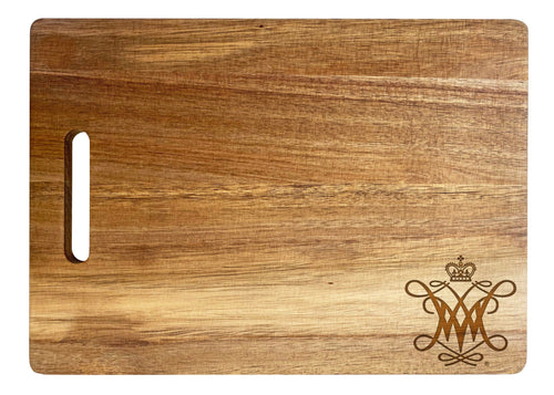 William and Mary Classic Acacia Wood Cutting Board - Small Corner Logo