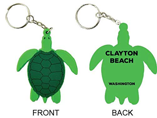 Clayton Beach Washington Souvenir Green Turtle Keychain