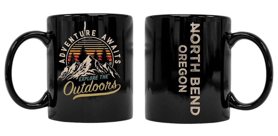 North Bend Oregon Souvenir Adventure Awaits 8 oz Coffee Mug 2-Pack