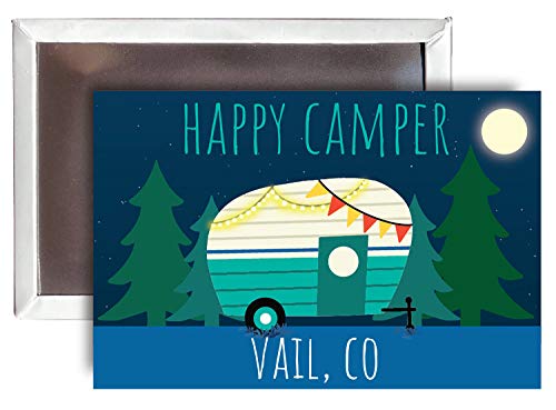 Vail Colorado Souvenir 2x3-Inch Fridge Magnet Happy Camper Design