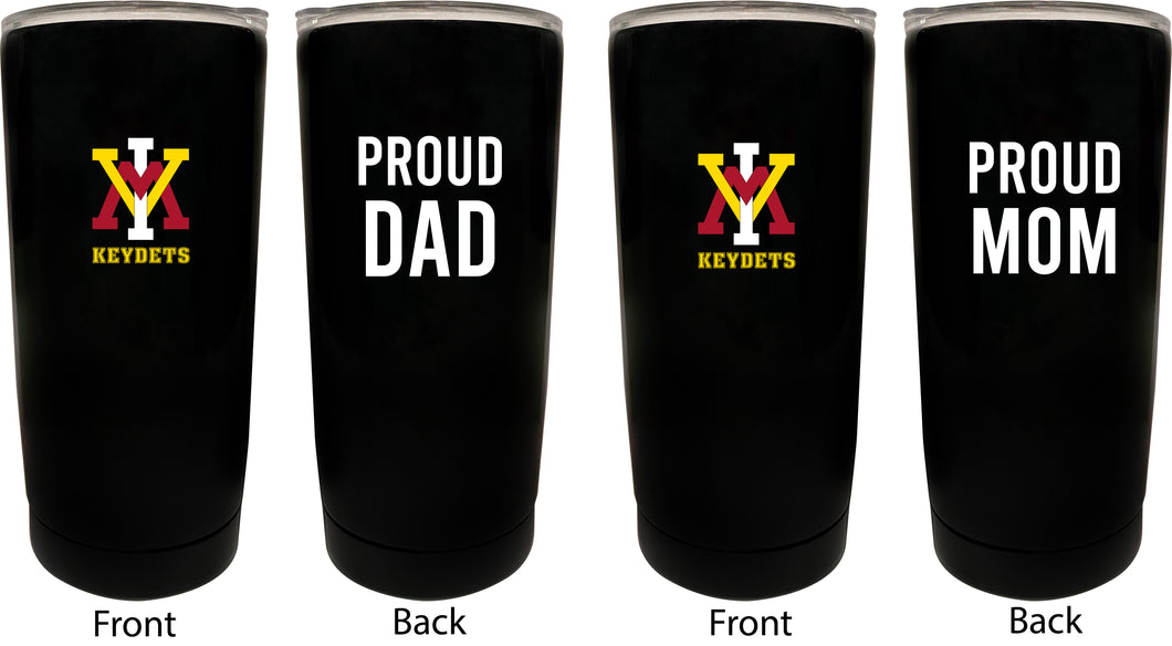 VMI Keydets NCAA Insulated Tumbler - 16oz Stainless Steel Travel Mug Proud Mom and Dad Design Black