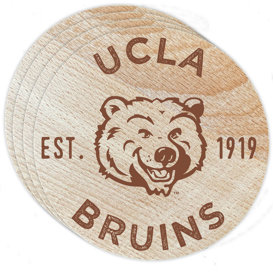 UCLA Bruins Officially Licensed Wood Coasters (4-Pack) - Laser Engraved, Never Fade Design