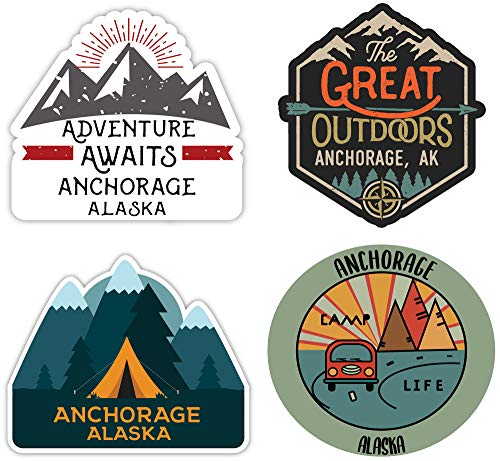 Anchorage Alaska Souvenir 4-Inch Each Vinyl Decal Sticker 4-Pack