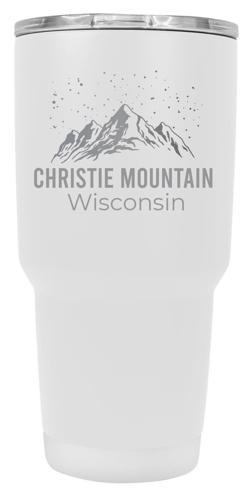 Christie Mountain Wisconsin Ski Snowboard Winter Souvenir Laser Engraved 24 oz Insulated Stainless Steel Tumbler