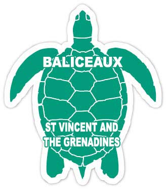 Baliceaux St Vincent and The Grenadines 4 Inch Green Turtle Shape Decal Sticker