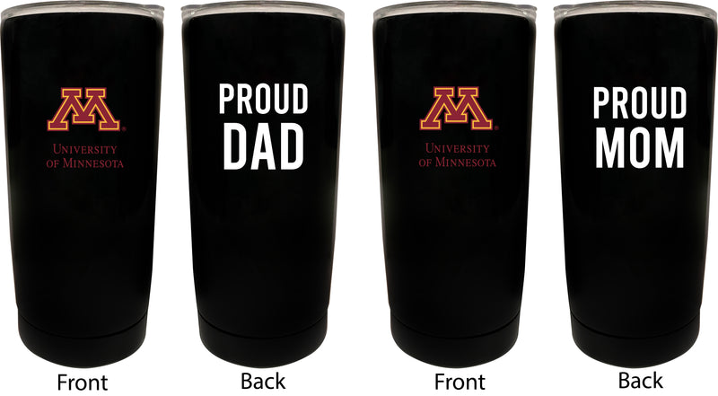 Minnesota Gophers NCAA Insulated Tumbler - 16oz Stainless Steel Travel Mug Proud Mom and Dad Design Black