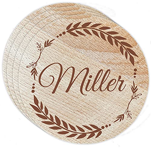 Custom Engraved 4 Pack Wooden Coasters Personalized with Custom Text or Message