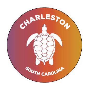 Charleston South Carolina 4 Inch Round Decal Sticker Turtle Design