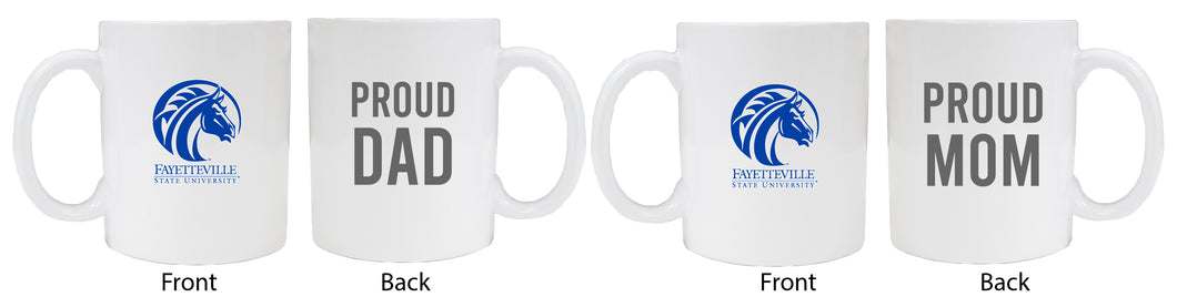 Fayetteville State University Proud Mom And Dad White Ceramic Coffee Mug 2 pack (White)