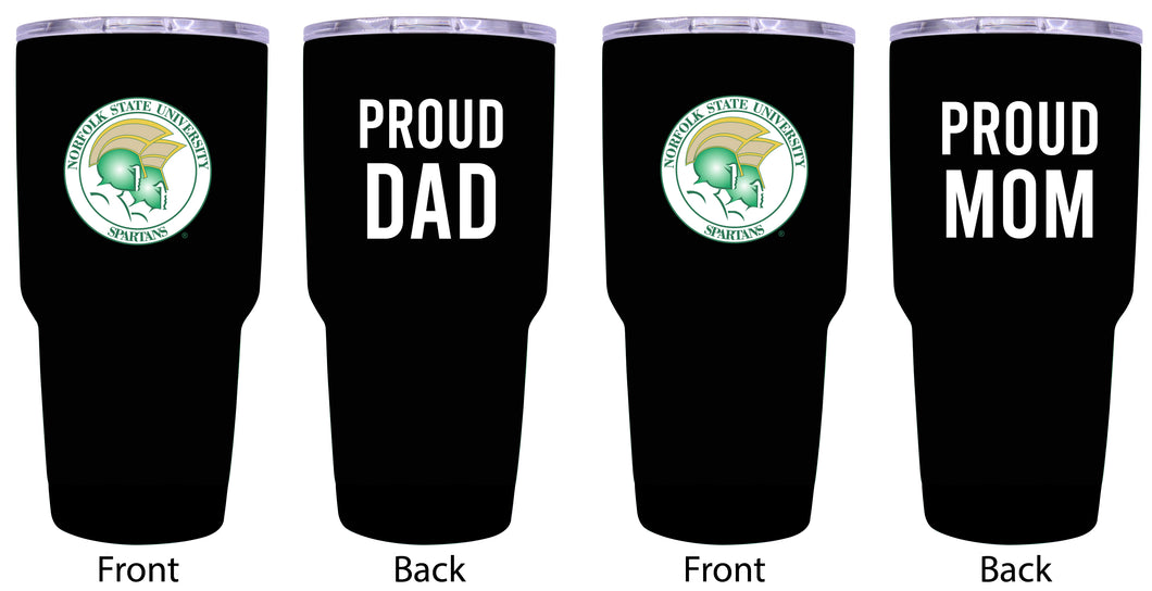 Norfolk State University Proud Mom and Dad 24 oz Insulated Stainless Steel Tumblers 2 Pack Black.
