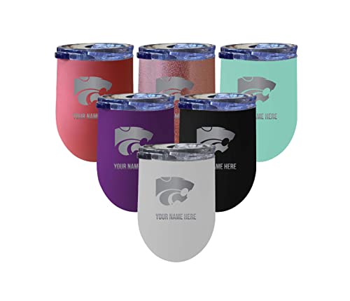 Custom Kansas State Wildcats NCAA Etched Wine Tumbler - 12oz Personalized Stainless Steel Insulated Cup