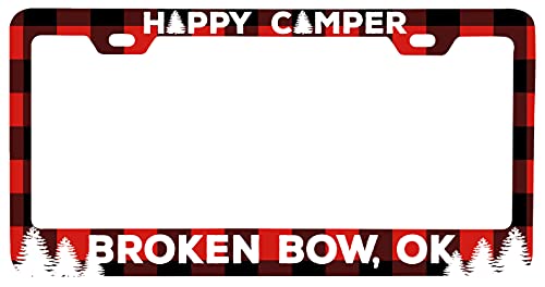 Broken Bow Oklahoma Car Metal License Plate Frame Plaid Design
