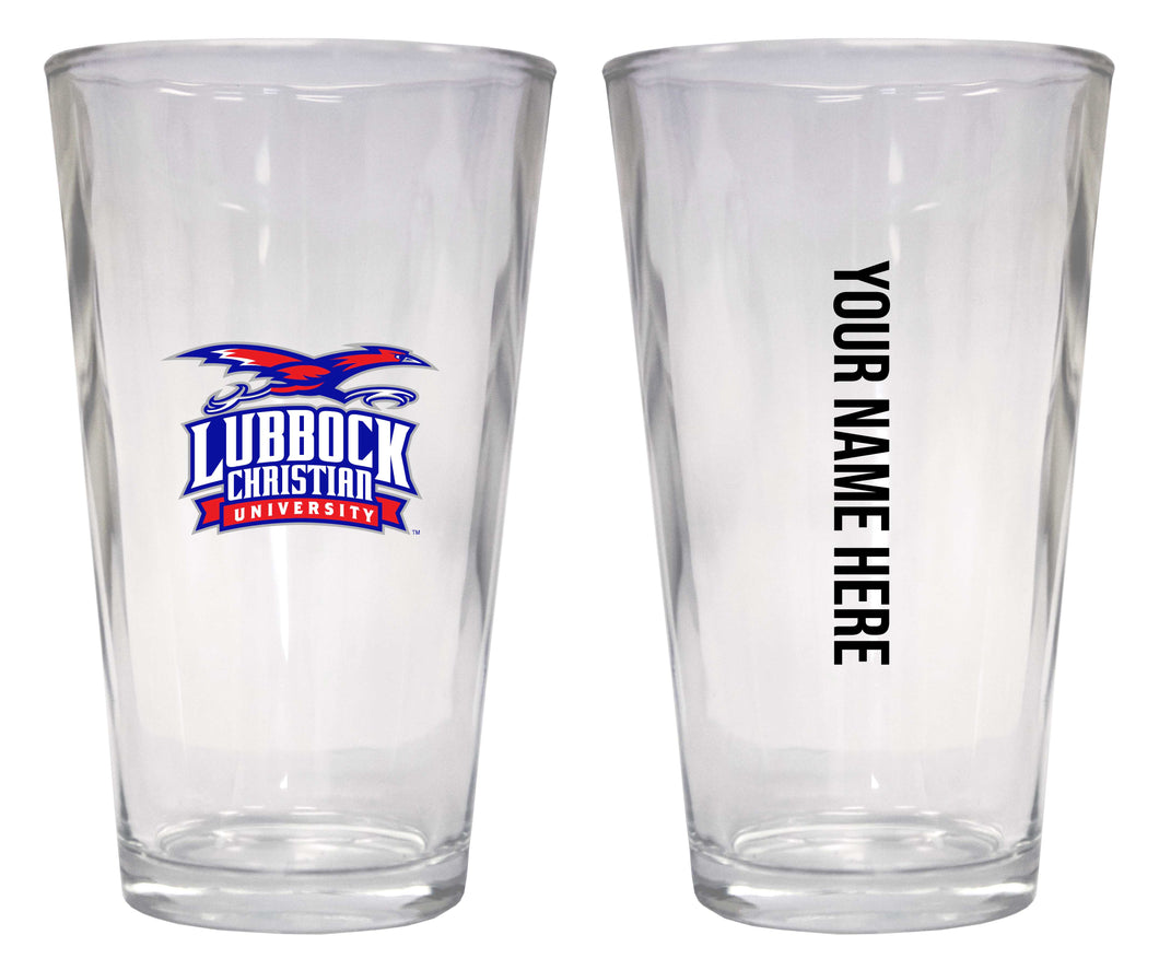 Customizable NCAA Lubbock Christian University Chaparral 16 oz Pint Glass – Perfect Gift Personalized With your own  or any fan name
