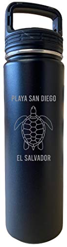 Playa San Diego El Salvador Souvenir 32 Oz Engraved Black Insulated Double Wall Stainless Steel Water Bottle Tumbler